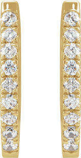 14K Gold Round Natural Diamond Accented U-Hoop Earrings – 8.1x8.1mm - Yellow Gold - view 4