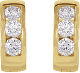 14K Gold Round Lab-Grown Diamond Hinged Hoop Earrings - Yellow Gold - view 8