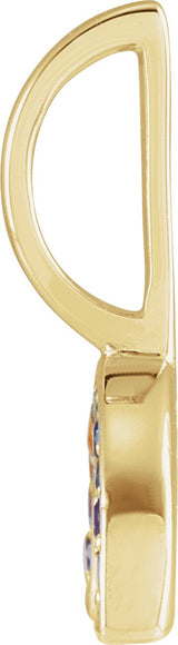 14K Gold Round Natural Multi-Gemstone Rainbow Pendant - Yellow Gold - view 4