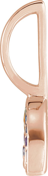 14K Gold Round Natural Multi-Gemstone Rainbow Pendant - Rose Gold - view 4