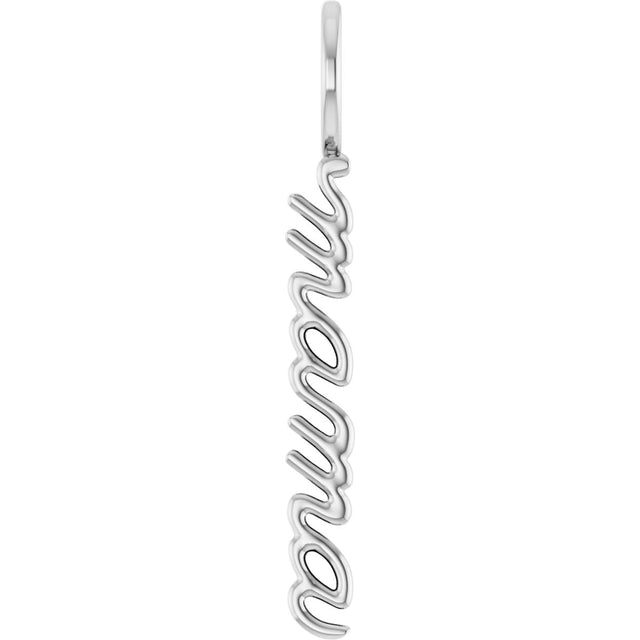 14K Gold Mama Pendant – 30.19x3.32mm - White Gold