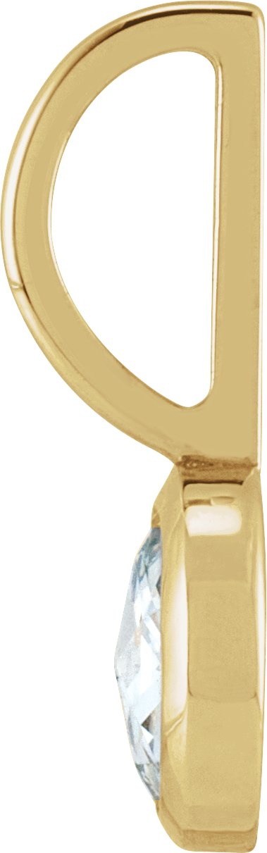14K Gold Round Natural Diamond Cabochon Pendant - Yellow Gold - view 6