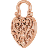 14K Gold Lock Heart Pendant - Rose Gold - view 7