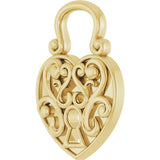 14K Gold Lock Heart Pendant - Yellow Gold - view 7