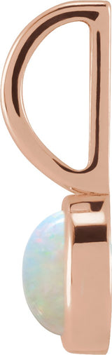 14K Gold Round Natural White Opal Cabochon Pendant - Rose Gold - view 6