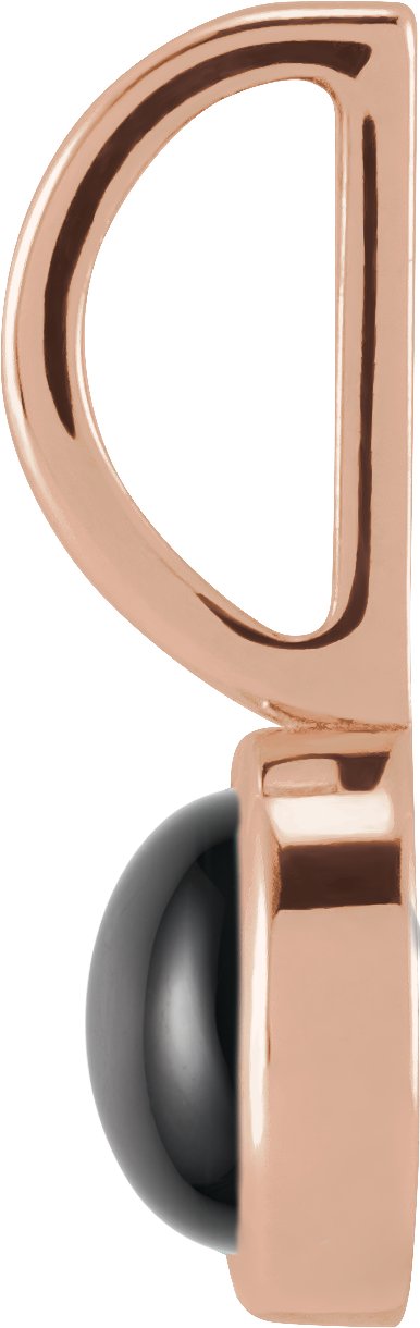 14K Gold Round Natural Black Onyx Cabochon Pendant - Rose Gold - view 6