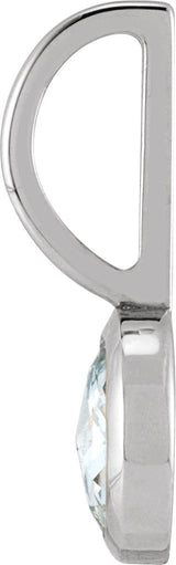 14K Gold Round Natural Diamond Cabochon Pendant - White Gold - view 6