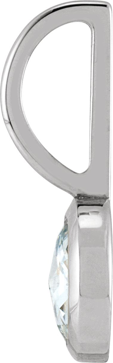 14K Gold Round Natural Diamond Cabochon Pendant - White Gold - view 6