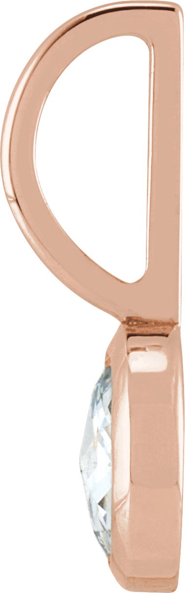 14K Gold Round Natural Diamond Cabochon Pendant - Rose Gold - view 6