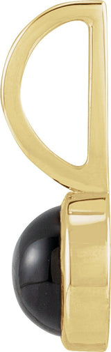 14K Gold Round Natural Black Onyx Cabochon Pendant - Yellow Gold - view 6