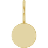 14K Gold Engravable Disc Pendant - Yellow Gold