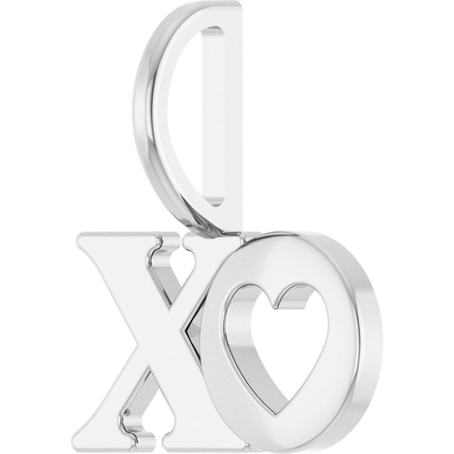 14K Gold XO Pendant - White Gold - view 2