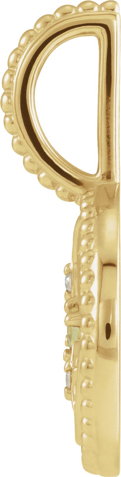 14K Gold Round Natural Peridot & Natural Diamond Zodiac Pendant - Yellow Gold - view 5