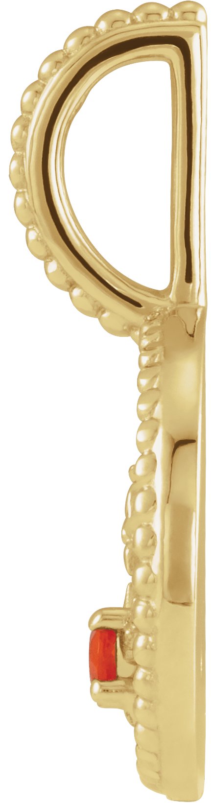 14K Gold Round Natural Mexican Fire Opal & Natural Diamond Zodiac Pendant – 0.0025 CTW - Yellow Gold - view 5