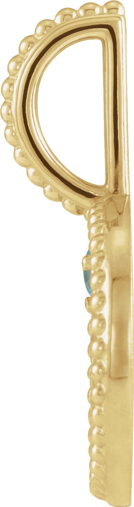14K Gold Round Natural Blue Zircon & Natural Diamond Zodiac Pendant - Yellow Gold - view 5
