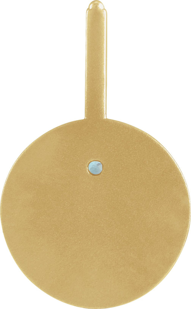 14K Gold Round Natural Blue Zircon & Natural Diamond Zodiac Pendant - Yellow Gold - view 6