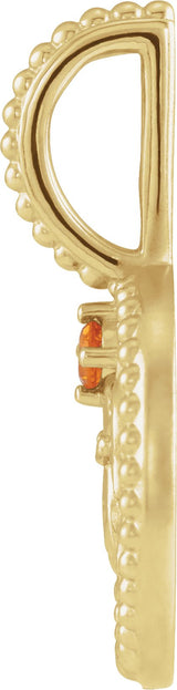 14K Gold Round Natural Citrine & Natural Diamond Zodiac Pendant - Yellow Gold - view 5
