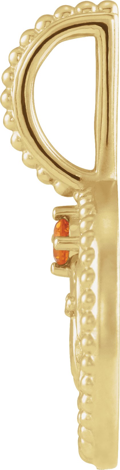14K Gold Round Natural Citrine & Natural Diamond Zodiac Pendant - Yellow Gold - view 5