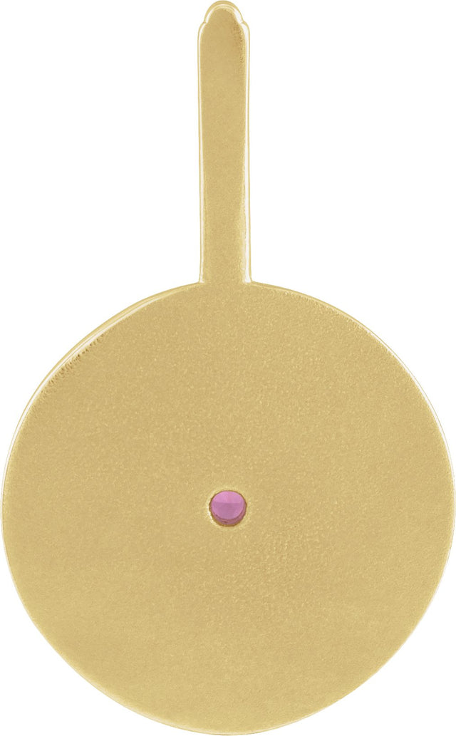 14K Gold Round Natural Rhodolite Garnet & Natural Diamond Zodiac Pendant - Yellow Gold - view 6