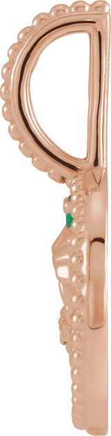 14K Gold Round Natural Emerald & Natural Diamond Zodiac Pendant - Rose Gold - view 8