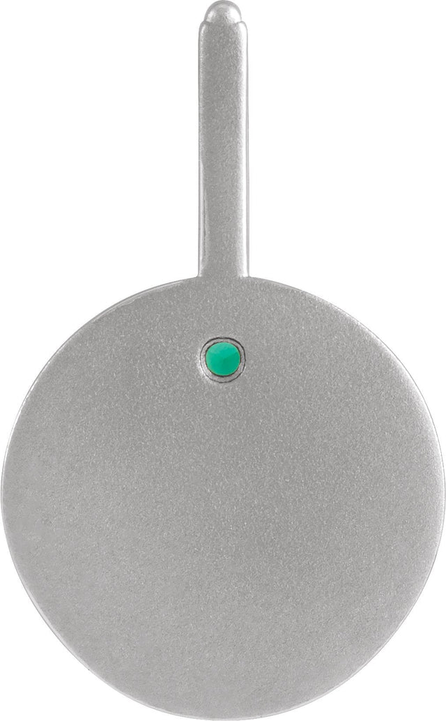 Platinum Round Natural Emerald & Natural Diamond Zodiac Pendant - view 9