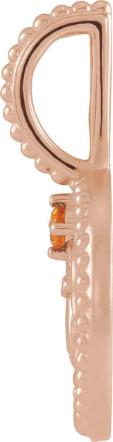 14K Gold Round Natural Citrine & Natural Diamond Zodiac Pendant - Rose Gold - view 8