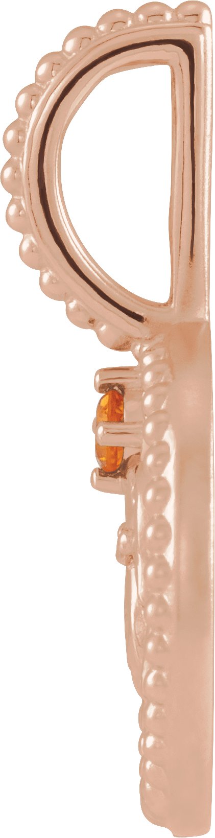 14K Gold Round Natural Citrine & Natural Diamond Zodiac Pendant - Rose Gold - view 8