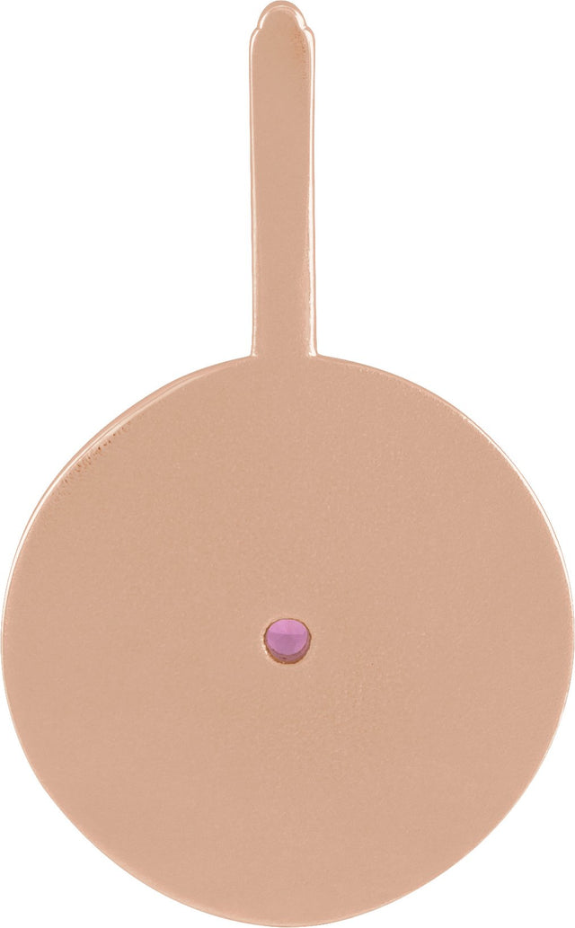 14K Gold Round Natural Rhodolite Garnet & Natural Diamond Zodiac Pendant - Rose Gold - view 9