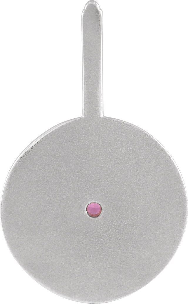 Platinum Round Natural Rhodolite Garnet & Natural Diamond Zodiac Pendant - view 9