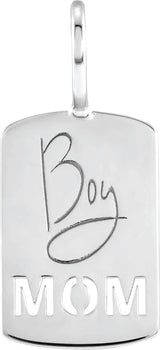 14K Gold Engravable Mom Pendant - White Gold