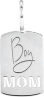 14K Gold Engravable Mom Pendant - White Gold