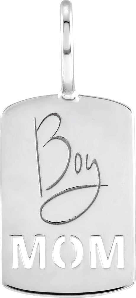 Platinum Engravable Mom Pendant