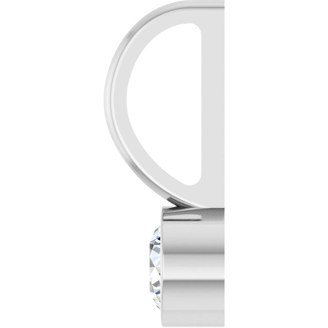 14K Gold Round Natural Diamond Bezel-Set Solitaire Pendant - White Gold - view 9