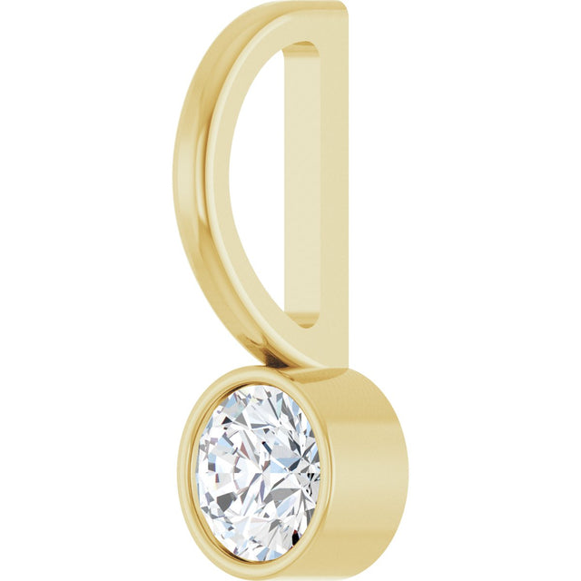 14K Gold Round Natural Diamond Bezel-Set Solitaire Pendant - Yellow Gold - view 8