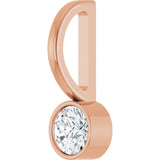 14K Gold Round Natural Diamond Bezel-Set Solitaire Pendant - Rose Gold - view 8