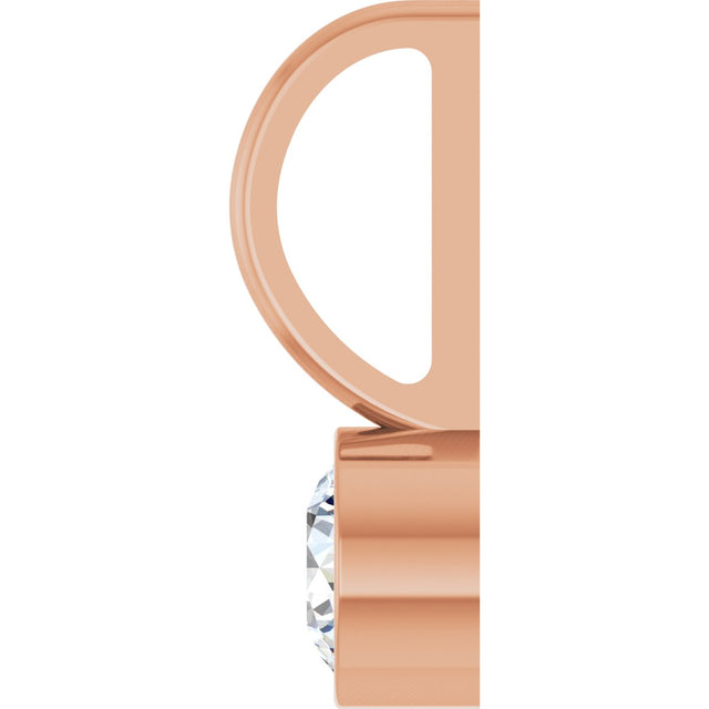 14K Gold Round Natural Diamond Bezel-Set Solitaire Pendant - Rose Gold - view 9