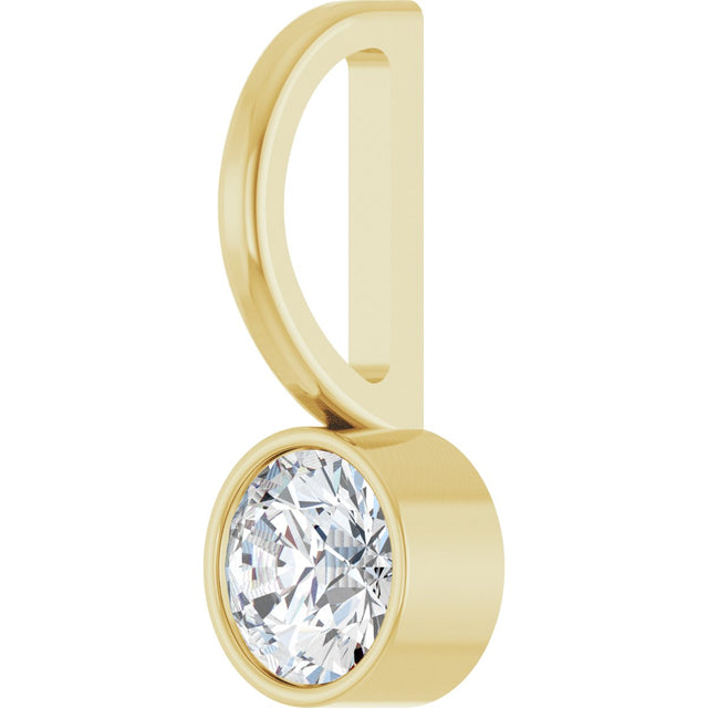 14K Gold Round Natural Diamond Bezel-Set Solitaire Pendant - Yellow Gold - view 8
