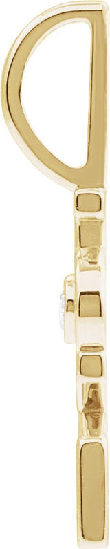 14K Gold Round Natural Diamond Love Pendant - Yellow Gold - view 6