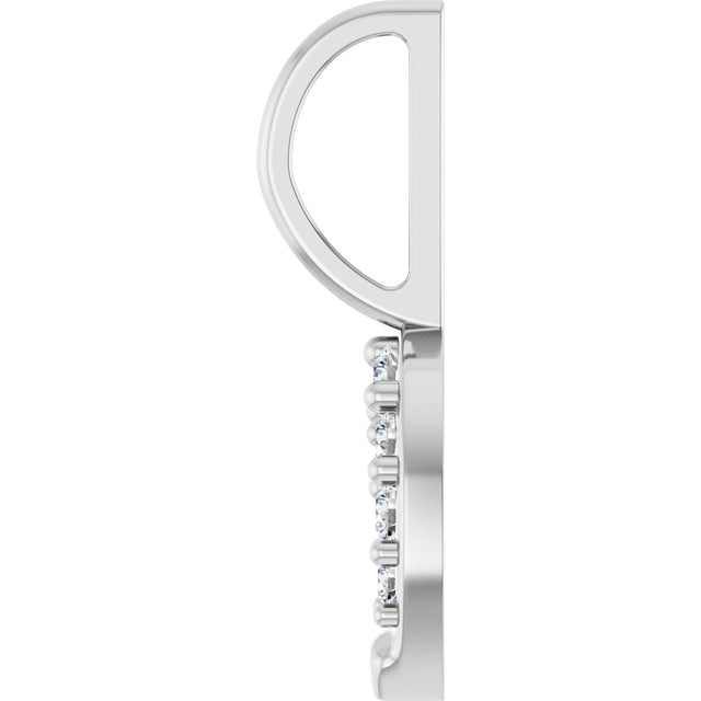 Platinum Round Natural Diamond Accented Horseshoe Pendant - view 6