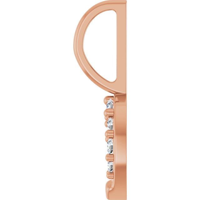 14K Gold Round Natural Diamond Accented Horseshoe Pendant - Rose Gold - view 6