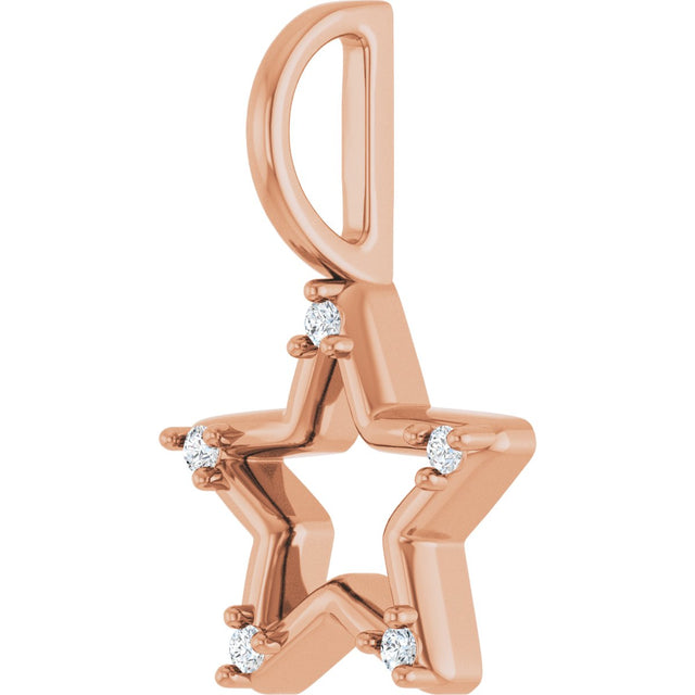 14K Gold Round Natural Diamond Accented Star Pendant – 0.03 CTW - Rose Gold - view 6