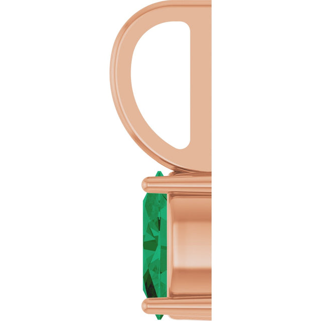 14K Gold Oval Lab-Grown Emerald Solitaire Pendant – 6x4mm - Rose Gold - view 6
