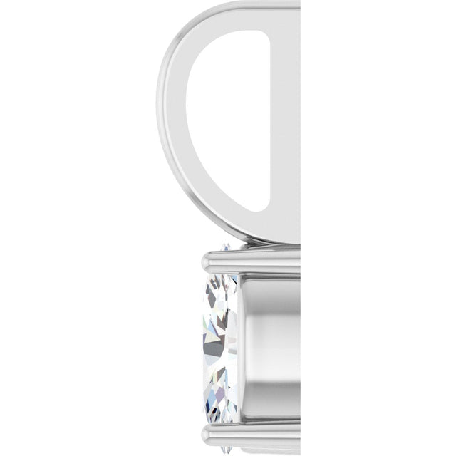 14K Gold Oval Natural White Sapphire Solitaire Pendant – 6x4mm - White Gold - view 6