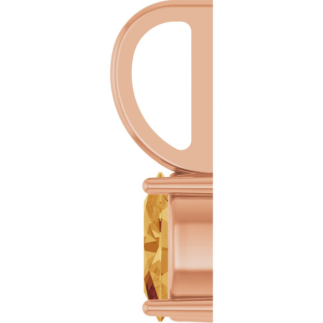 14K Gold Oval Natural Citrine Solitaire Pendant – 6x4mm - Rose Gold - view 6