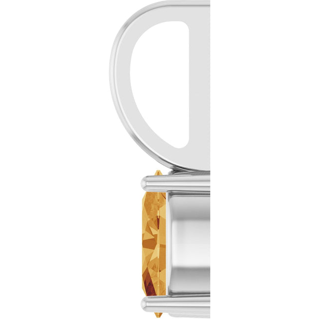 14K Gold Oval Natural Citrine Solitaire Pendant – 6x4mm - White Gold - view 6