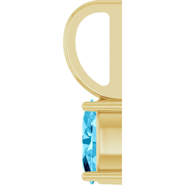 14K Gold Oval Natural Aquamarine Solitaire Pendant – 6x4mm - Yellow Gold - view 6