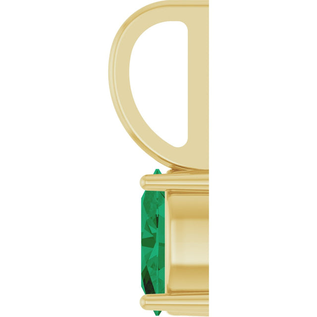 14K Gold Oval Lab-Grown Emerald Solitaire Pendant – 6x4mm - Yellow Gold - view 6