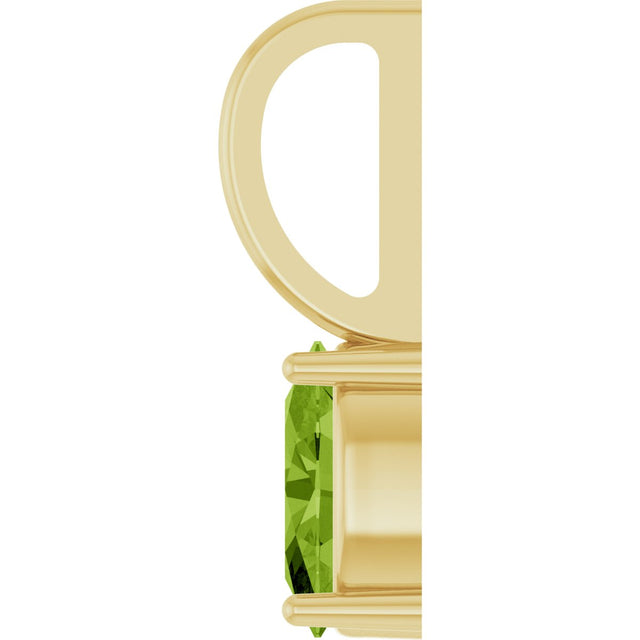 14K Gold Oval Natural Peridot Solitaire Pendant – 6x4mm - Yellow Gold - view 6