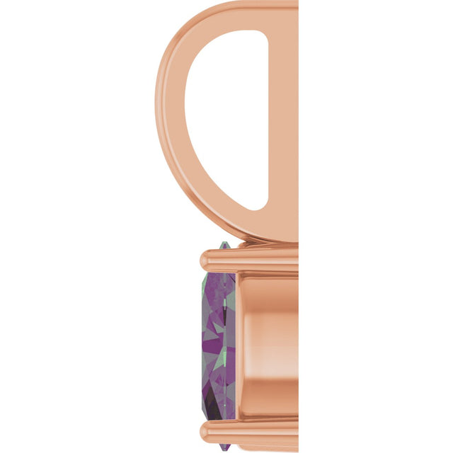 14K Gold Oval Lab-Grown Alexandrite Solitaire Pendant – 6x4mm - Rose Gold - view 6