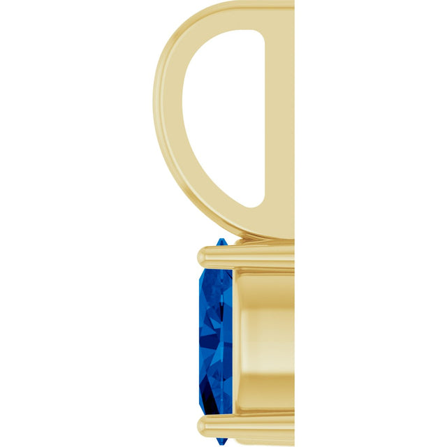 14K Gold Oval Lab-Grown Blue Sapphire Solitaire Pendant – 6x4mm - Yellow Gold - view 6